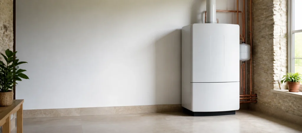 Clean oil boiler in a tidy home plant room